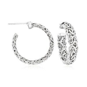Ross-Simons Sterling Silver Byzantine Hoop Earrings 1 1/8"